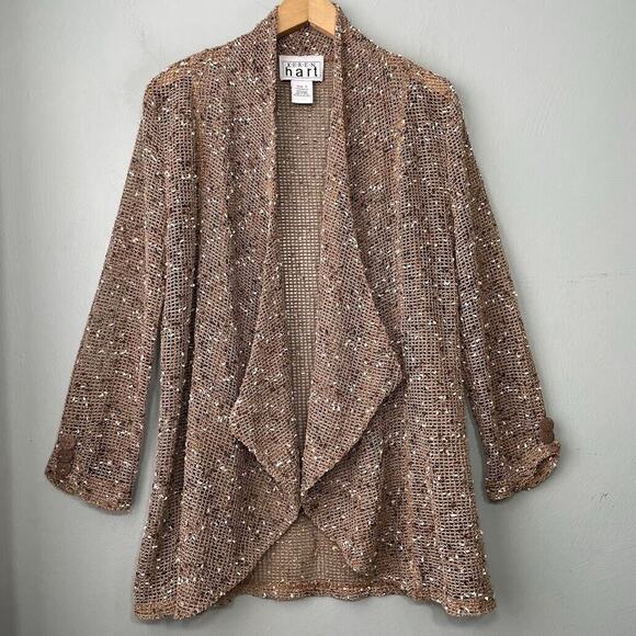 Keren Hart Womens Size Small Brown Mesh Cardigan Lagenlook Sheer Drape Artsy - Picture 1 of 10